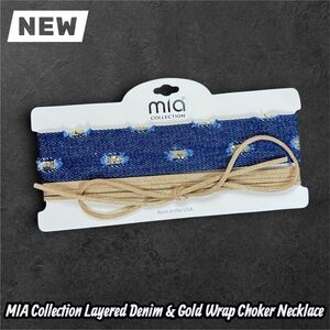 NEW MIA Collection 2-Piece Choker Necklace Set – Distressed Denim & Gold Wrap